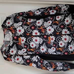 Disney Bambi scrubtop long sleeve black red white size 2xl